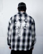 Plaid Long Sleeve Shirt Black- White - Image 5