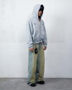 Hoodie Zip Fade Plaid Hood Gray - Image 5