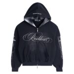 Hoodie Zip Fade Plaid Hood Black