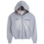 Hoodie Zip Fade Plaid Hood Gray